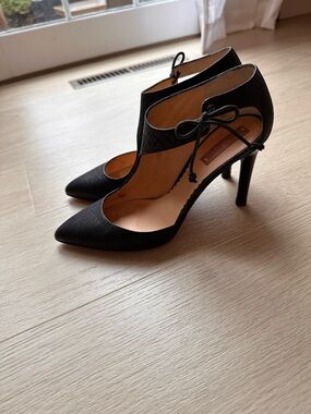 Reed Krakoff Black Italian Leather D’Orsay Tie Pumps Size EU 37.5 / US 7.5